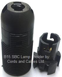 710.B15.KB.BLK B15 SBC Thermoplastic lamp holder 28mm o/d
